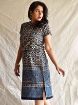 River -  Ajrakh hand block printed skirt set