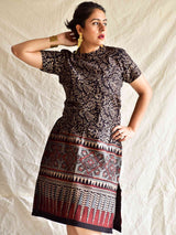 Black beauty -  Ajrakh hand block printed skirt set