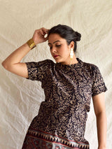 Black beauty -  Ajrakh hand block printed skirt set