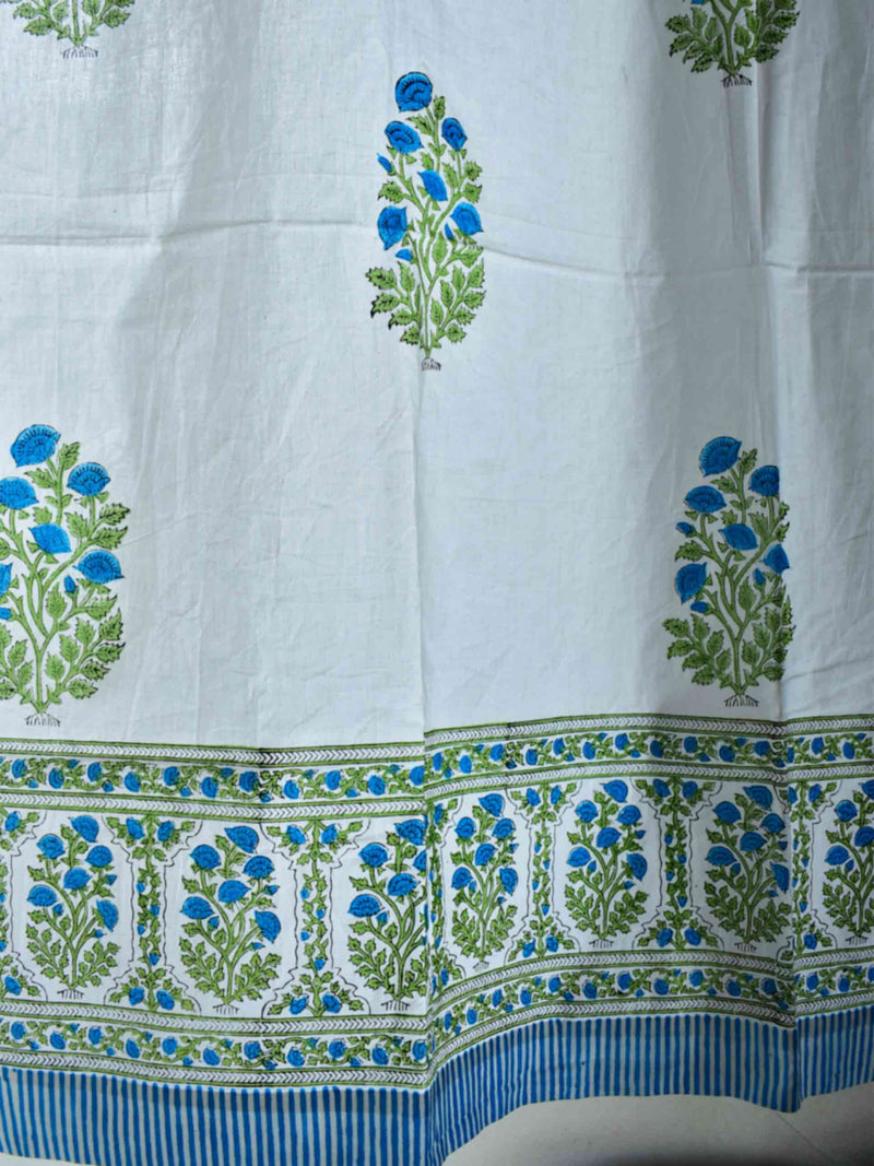 Green Plant - Hand block printed curtain (7 ft)