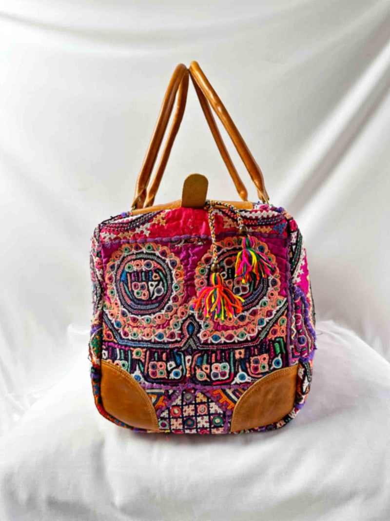 Kutchi - Mirror work hand embroidered duffle bag
