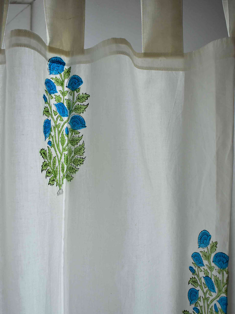 Green Plant - Hand block printed curtain (7 ft)