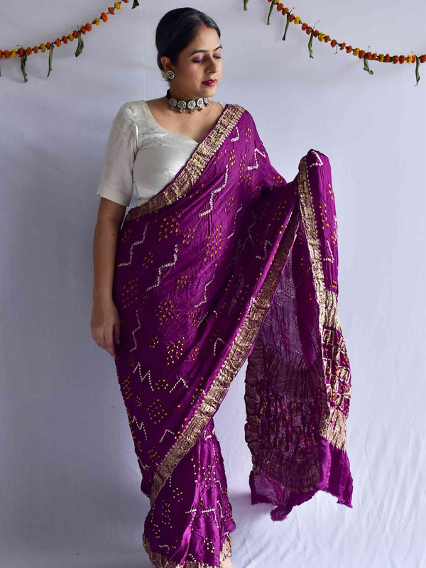 Rubaai -  Bandhani Gajji Silk Saree