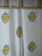 Yellow Flower Plant - Hand block printed curtain (5 ft)