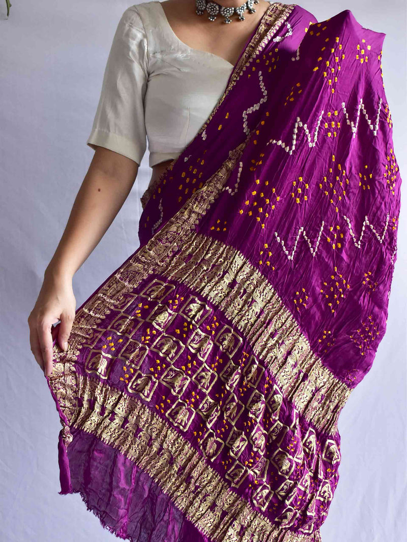 Rubaai -  Bandhani Gajji Silk Saree