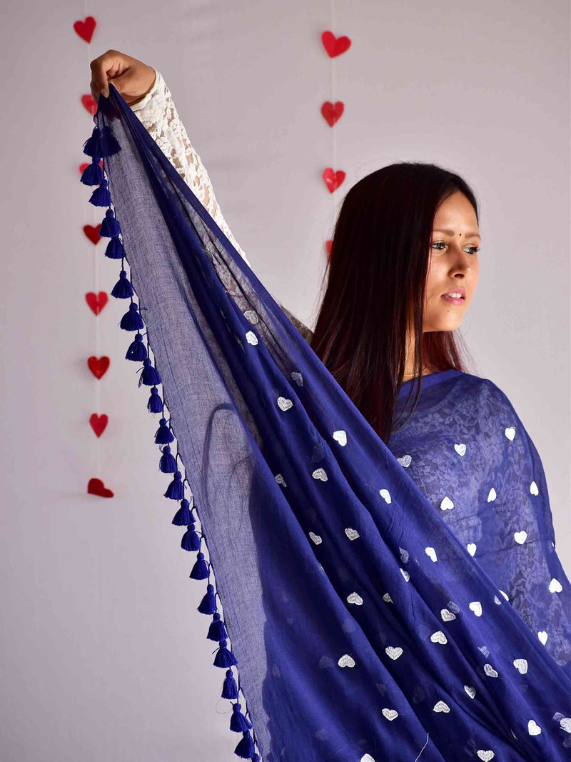 Vyjanthimala - mul cotton embroidered saree