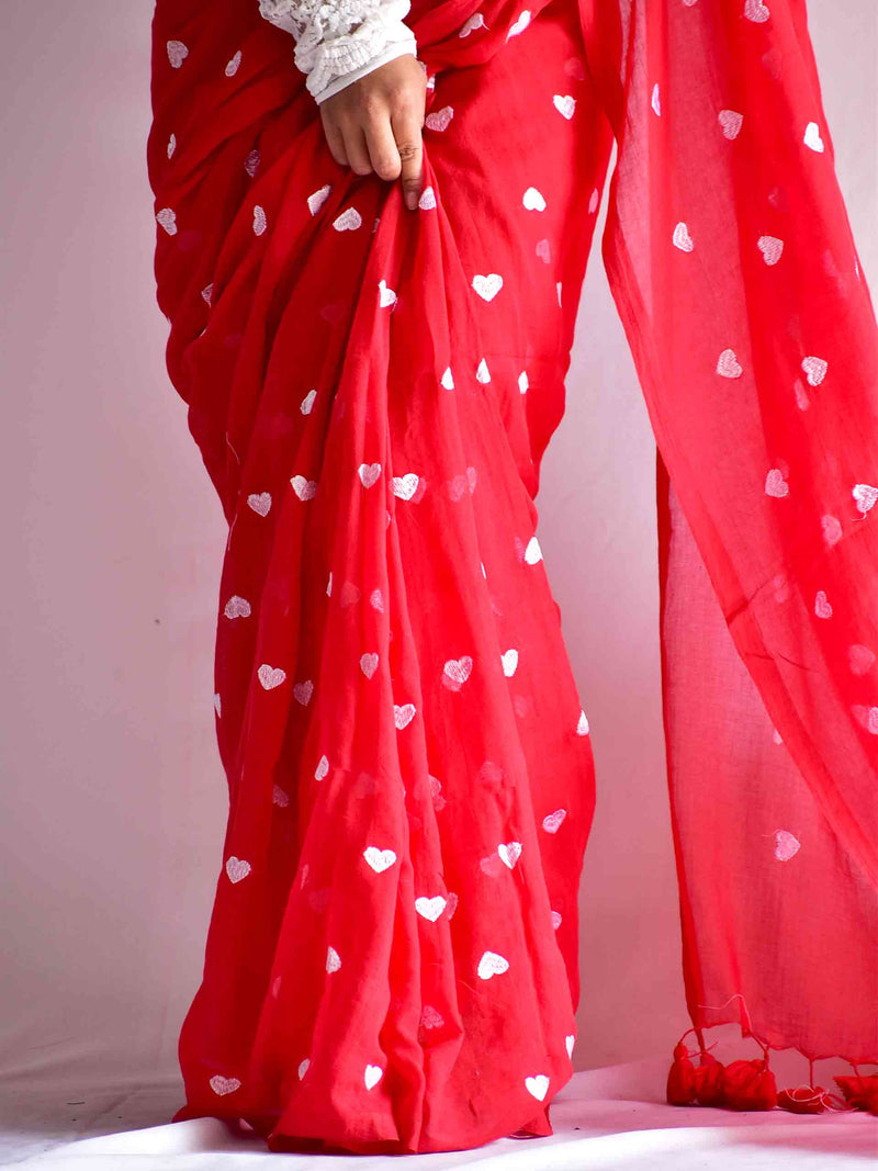 Nargis - mul cotton embroidered saree
