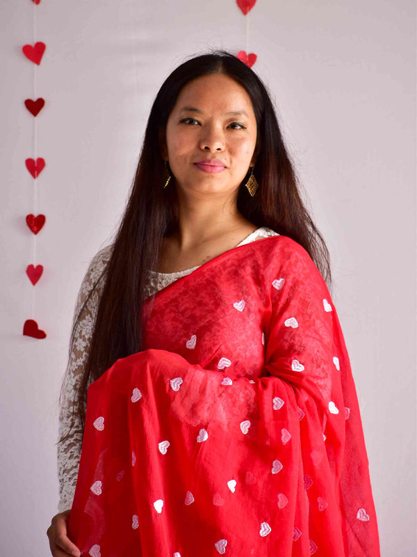 Nargis - mul cotton embroidered saree