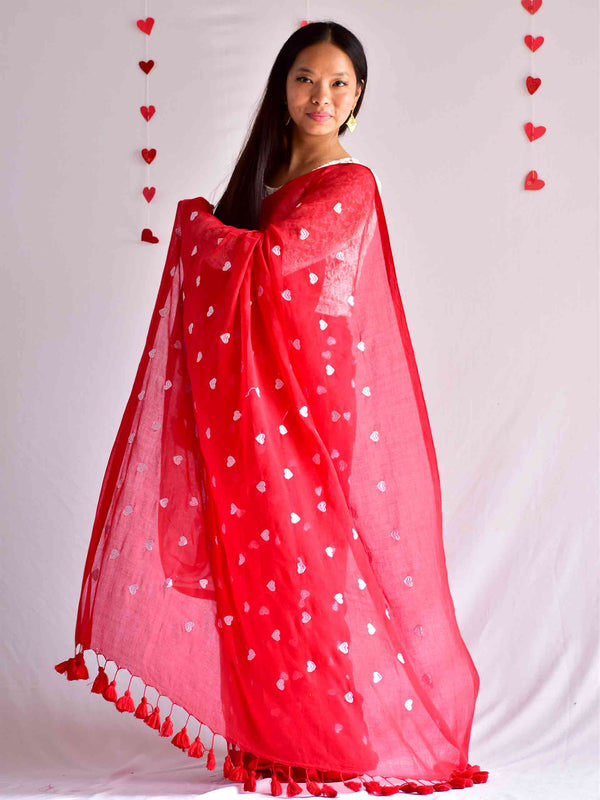 Nargis - mul cotton embroidered saree