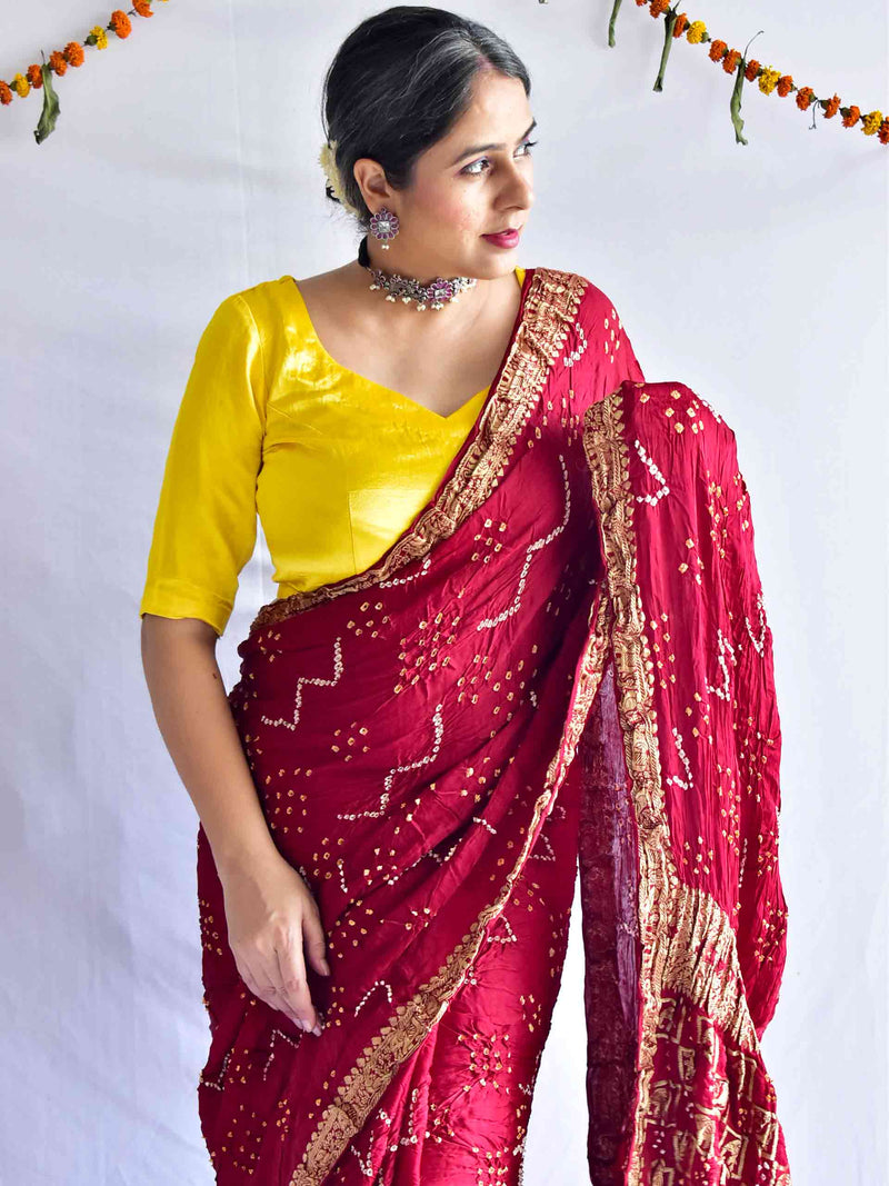 sindura -  Bandhani Gajji Silk Saree