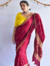 sindura -  Bandhani Gajji Silk Saree