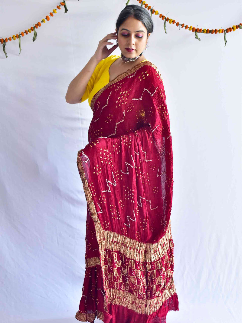 sindura -  Bandhani Gajji Silk Saree