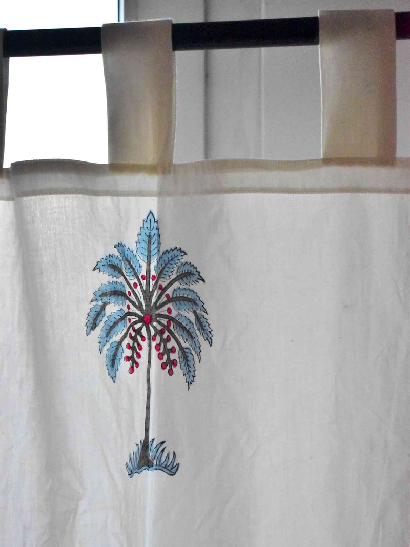 Coconut Tree 02 - Hand block printed curtain (7 ft)