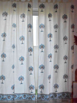 Coconut Tree - Hand block printed curtain (7 ft)