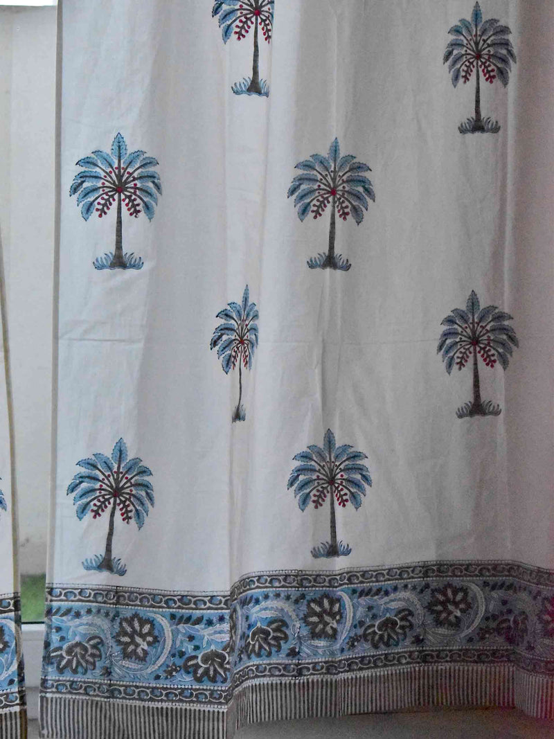 Coconut Tree 02 - Hand block printed curtain (7 ft)