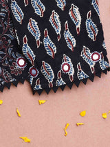 Ajrakh kutch mirror work black designer blouse sleeve design