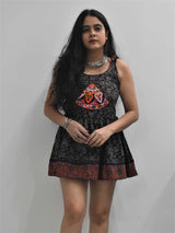 Ajrakh kutch mirror work short dress