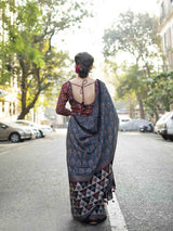 Buy Ajrakh Mulmul cotton saree Online