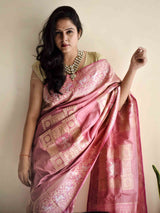 Pink Banarasi Handwoven Silk Saree
