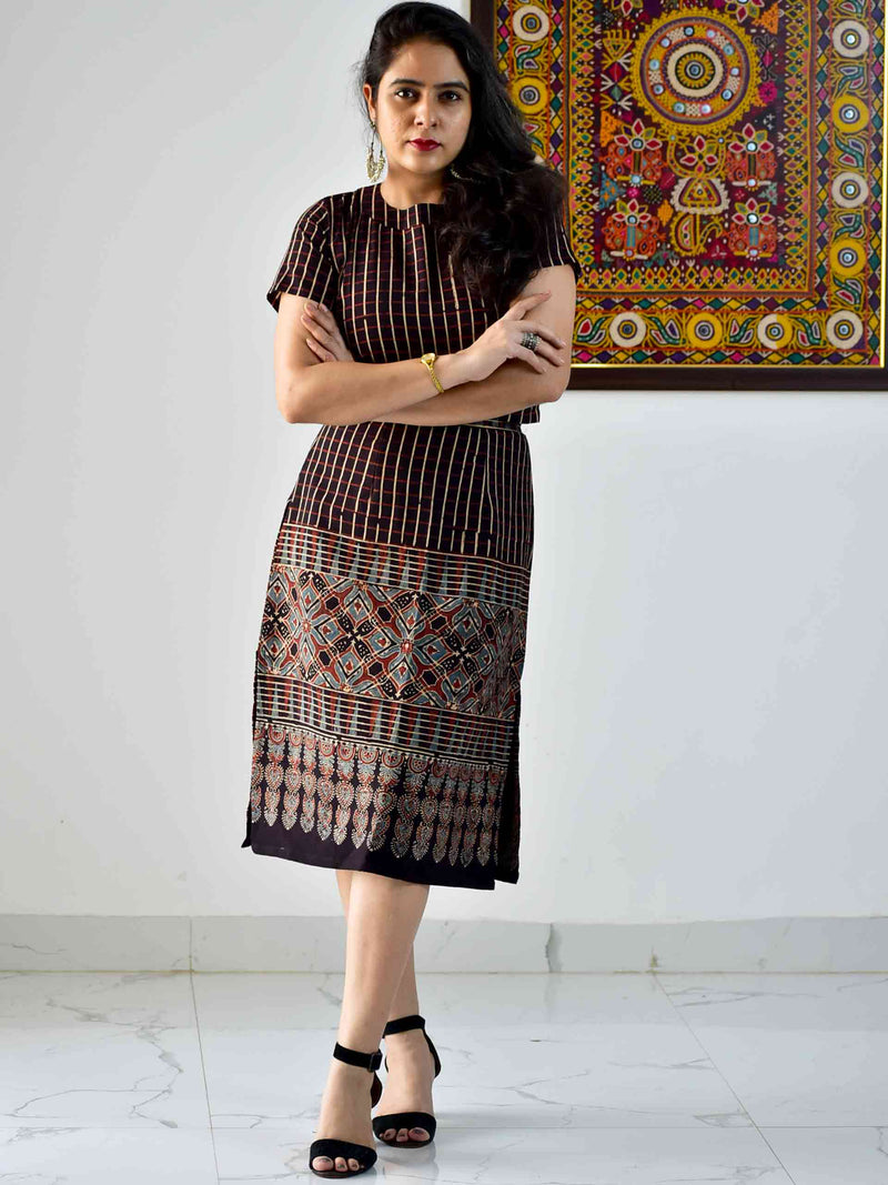 Lanes -  Ajrakh hand block printed skirt set