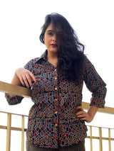 Ajrakh Cotton Shirt For Women