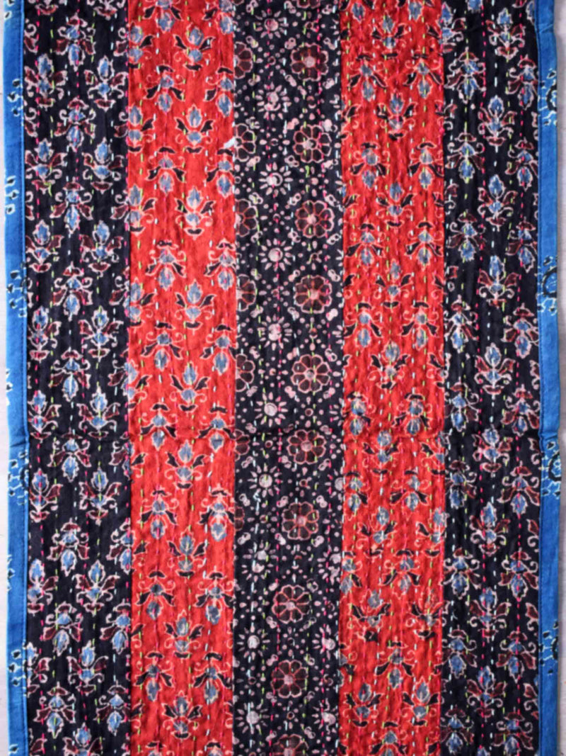 Seasons - Ajrakh patchwork embroidered Table Runner 13x74
