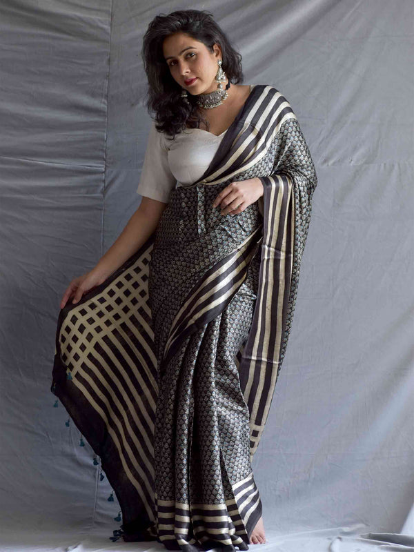 Bella - Ajrakh mashru silk saree