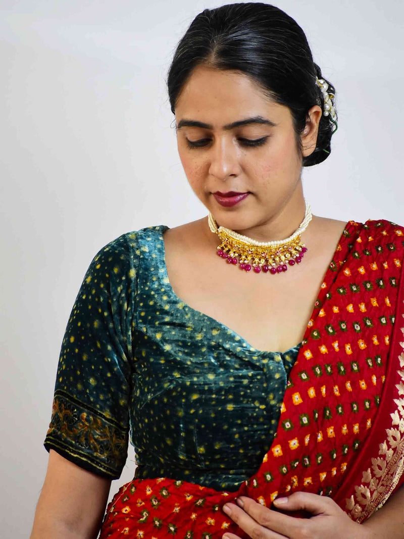 Sparkle - Ajrakh silk Velvet Blouse