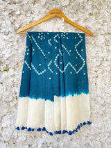 Buy Blue Handloom Merino Wool Embroidered Stole Online