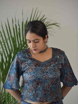 Buy Ajrakh Mashru Silk Blouse