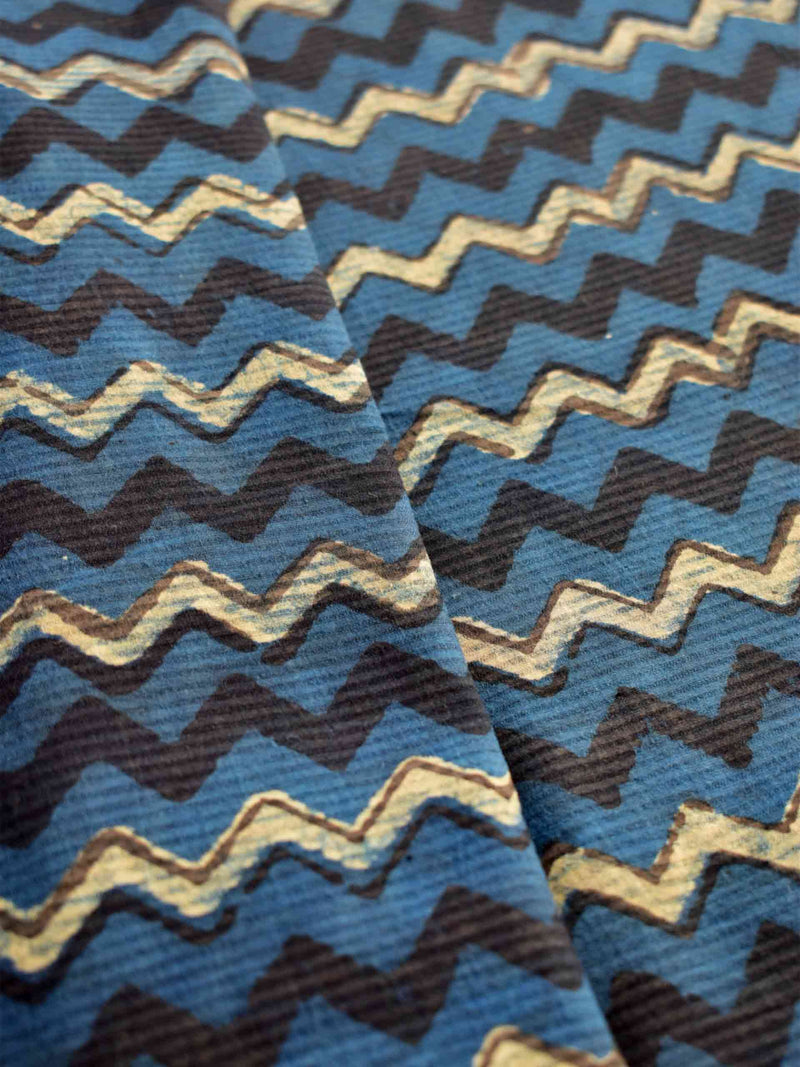Chevron - hand block printed Cotton fabric $39 per meter