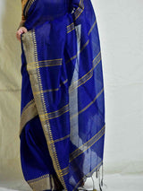 Aasmani - cotton saree with woven border