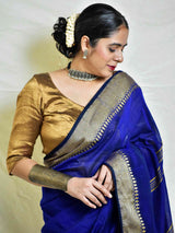 Aasmani - cotton saree with woven border