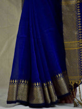 Aasmani - cotton saree with woven border