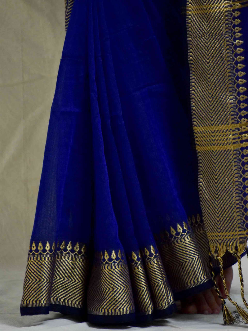 Aasmani - cotton saree with woven border