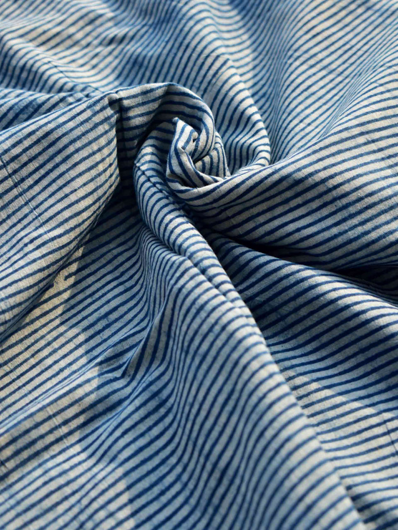 Stripes - hand block printed Cotton fabric $38 per meter