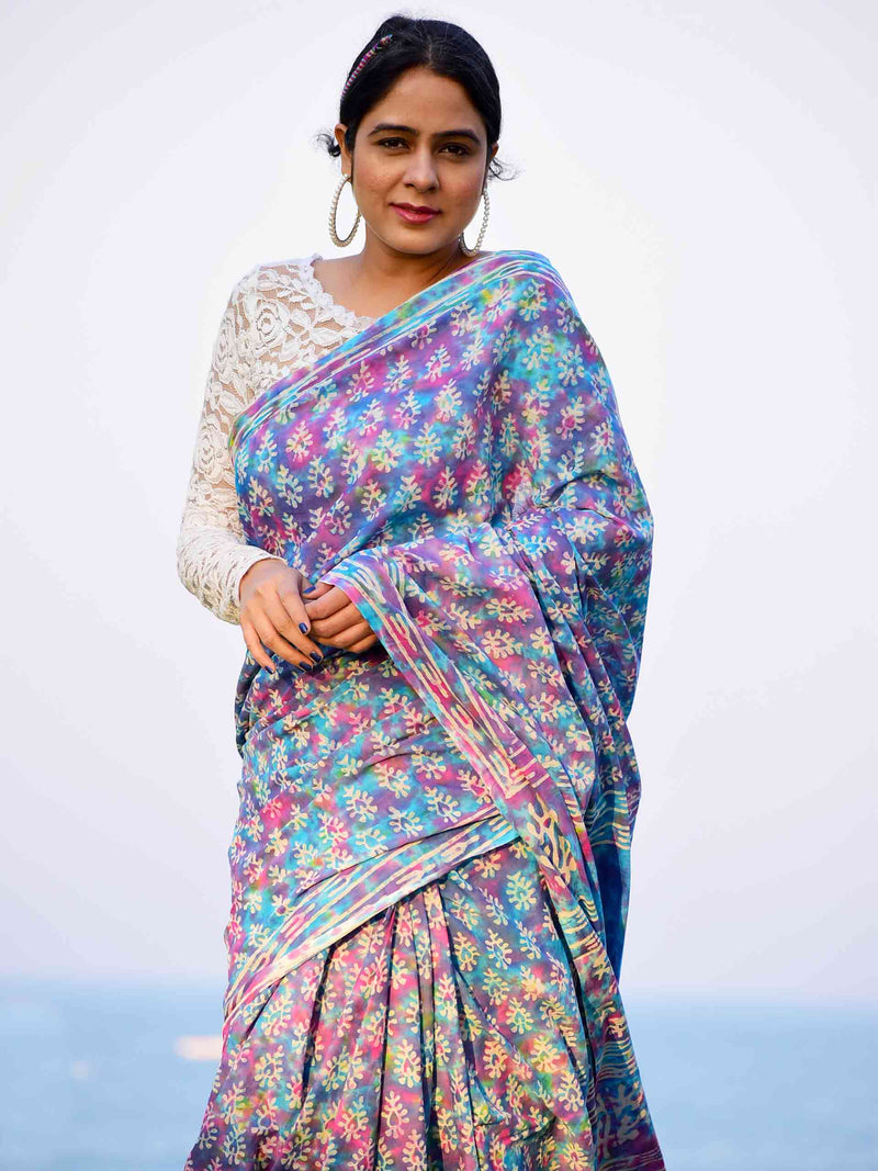 Rang Dhara - Hand block printed Mul Cotton Saree