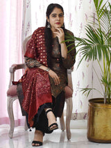 Brown Ajrakh Mashru Silk Kurti
