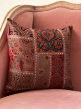 sama - Ajrakh patchwork kantha embroidered cushion cover 16X16
