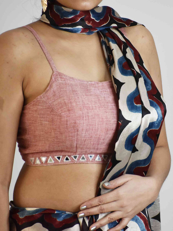 Organic Kala Cotton Kutch mirror work blouse Online