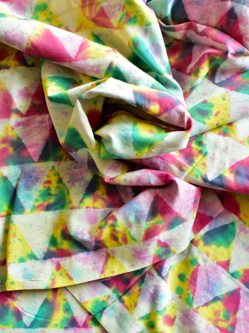 Holi print - Hand block printed Cotton fabric $37 per meter