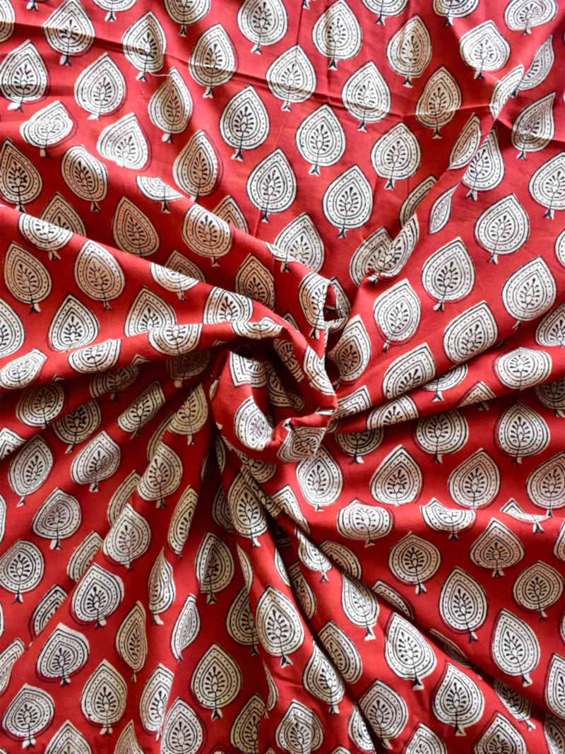 Leaf - Hand block printed Cotton fabric $36 per meter