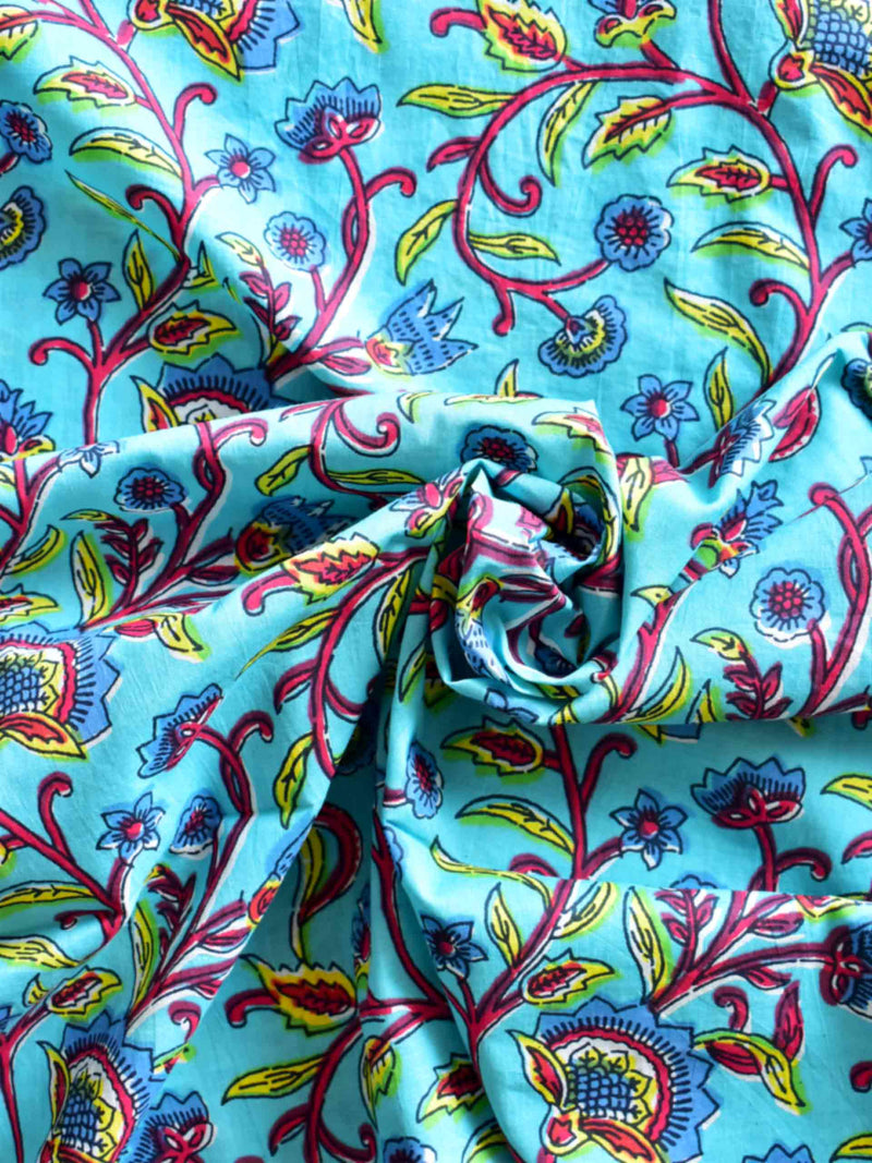 creeper - Hand block printed Cotton fabric $36per meter