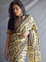 Lakeside- Ajrakh hand block printed Modal Silk Saree