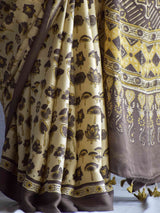 Lakeside- Ajrakh hand block printed Modal Silk Saree