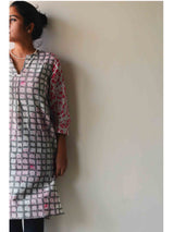 Hand block printed handwoven cotton kurti