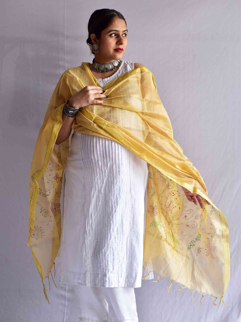 Mitha -  Hand painted chanderi silk Dupatta