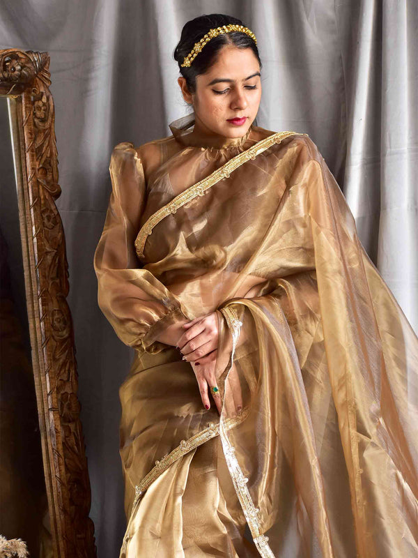 Gilded Gold - Organza saree