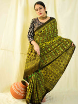 sabr -  Ajrakh hand block printed mul cotton saree