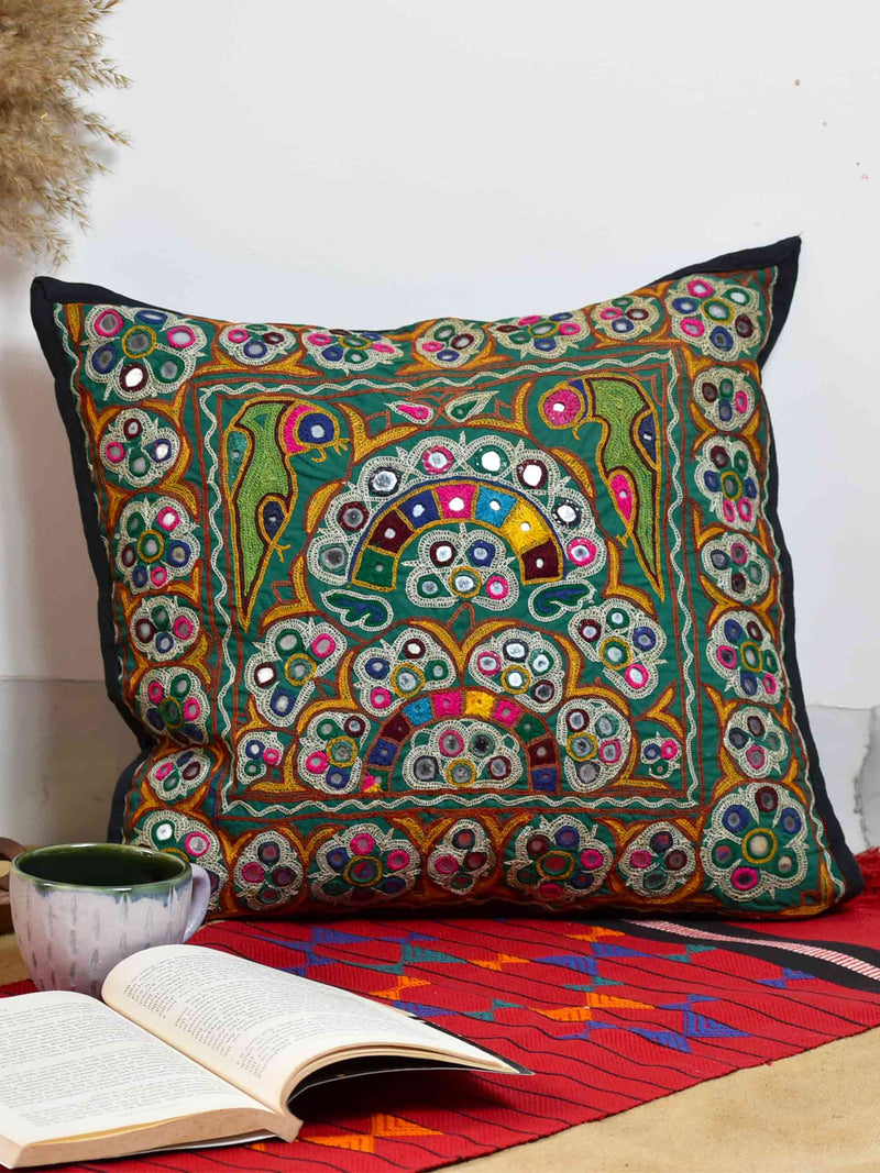 Tota - Kutch Mirror Work Cushion Cover 14 X 14